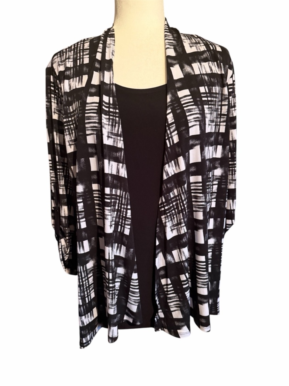 Liz McCoy Blouse with Attached Tank Black and White